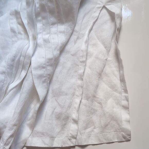 MaxMara White Pure Linen Tuxedo Style Tunic Shirt Medium - Picture 9 of 11